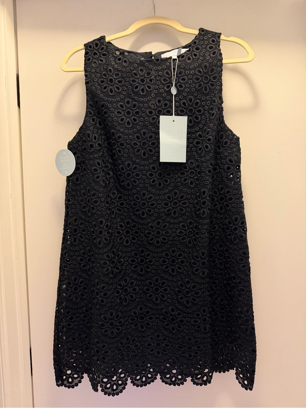 Hill House Black Eyelet Sleeveless Dress NWT
